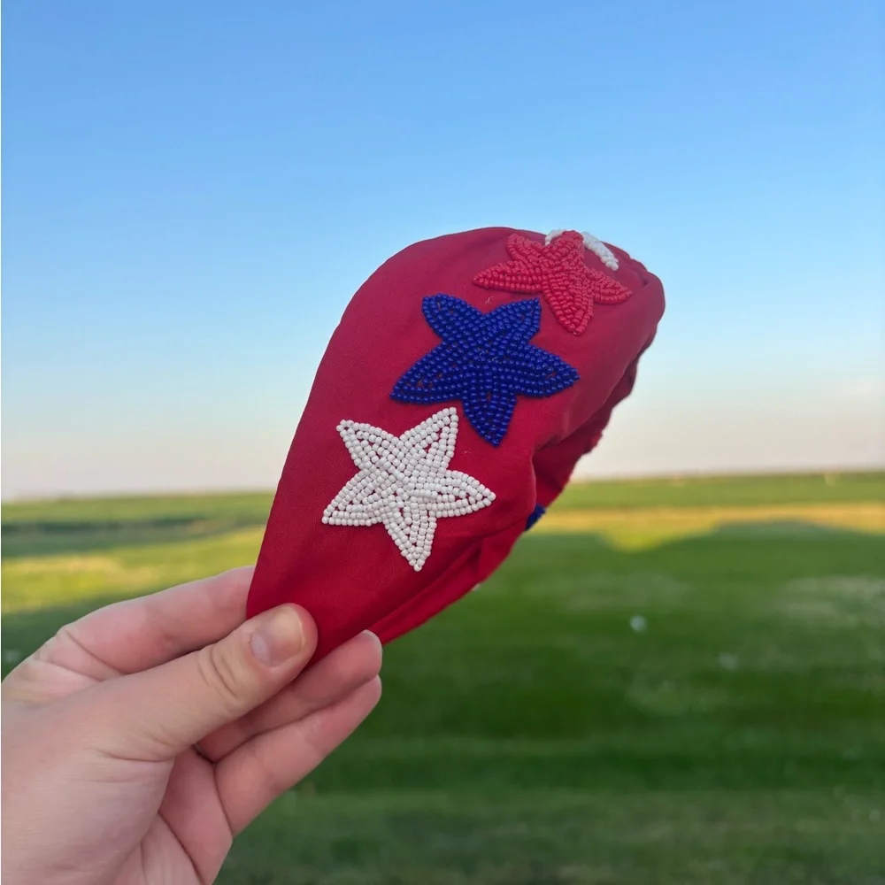 Treasure Jewels Red Beaded Star Headband
